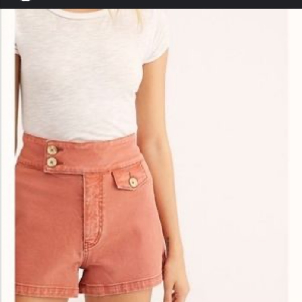 We The Free High-Waist Button Pocket Shorts in Dusty Coral